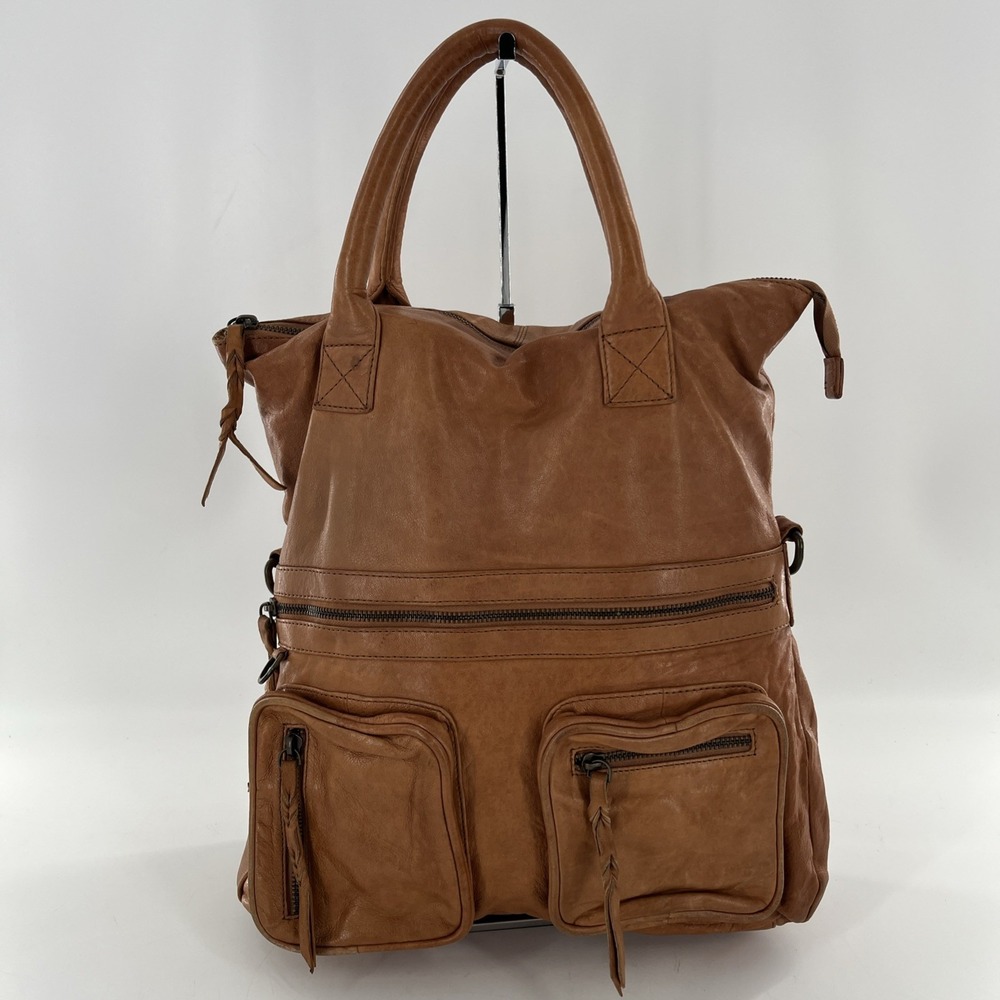 Vintage Danier Tote Large Satchel Bag Compartments Teracotta Honey Brown Purse